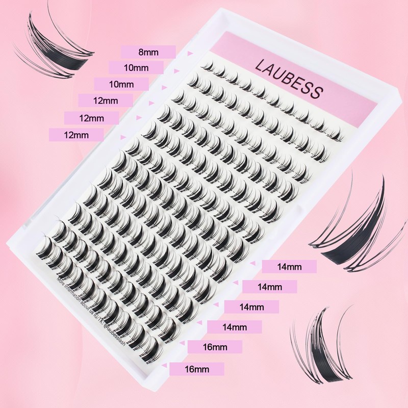 Eyelash Extensions, LAUBESS Lash Extension Set, Clusters, Lashes, Eyelash Glue