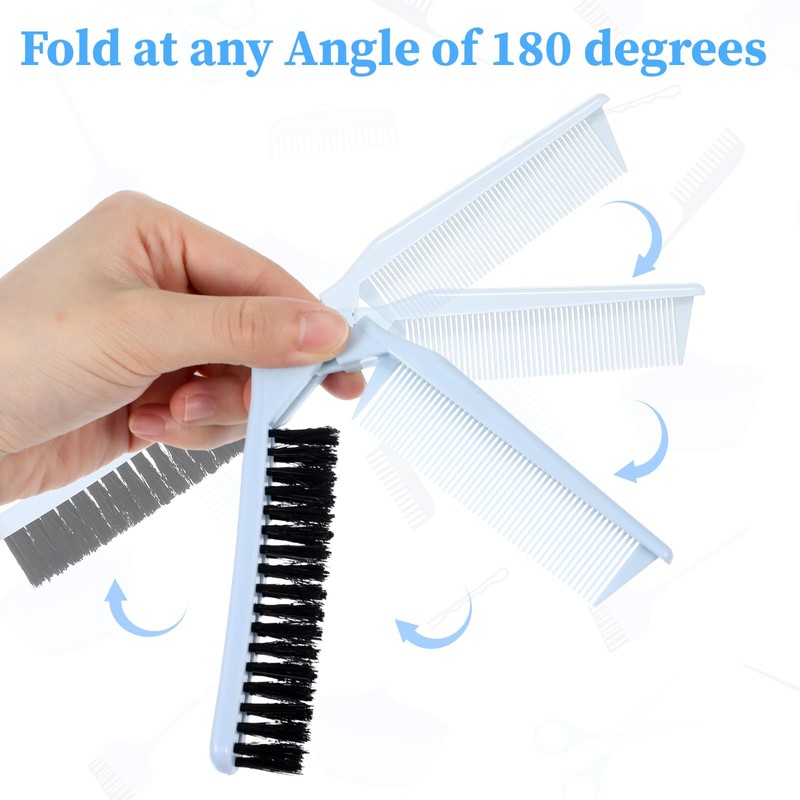 Nogeqi 2 PCS Double Teeth Folding Comb Foldable Comb with