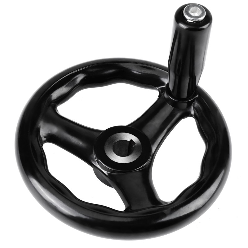 1PC 12*125mm Black Round 3 Spoke Hand Wheel for Lathe