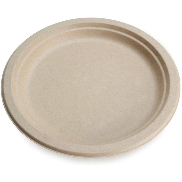100% Compostable Disposable Paper Plates Bulk [9" 50 Pack], Bamboo Plates, Eco Friendly, Biodegradable, Sturdy Large Dinner Party Plates, Heavy-Duty, Unbleached by Earth's Natural Alternative