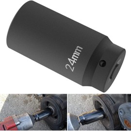 77070 24mm Crank Bolt Socket Harmonic Balancer Socket Tool for GM LS Engine 24 mm Hex Pulley Damper Bolt Removal Heavy Duty Impact Socket, 3 Times Momentum Power of Standard Impact Sockets