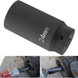 77070 24mm Crank Bolt Socket Harmonic Balancer Socket Tool for GM LS Engine 24 mm Hex Pulley Damper Bolt Removal Heavy Duty Impact Socket, 3 Times Momentum Power of Standard Impact Sockets
