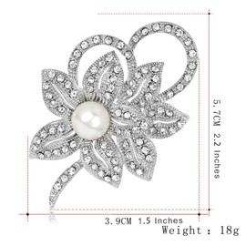 FAIRYGATE Pearl Brooch Pins for Crafting Faux Pearl Rhinestone Lapel Pin Flower Alloy Brooches for Women Ladies，B3408