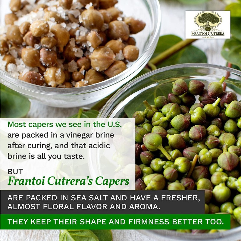 Frantoi Cutrera Gourmet Italian Capers in Sea Salt - Mediterranean