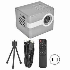 C50 Miniature DLP Projector Portable High Definition Cinema Projector with Remote Control TripodSilver Gray US Plug 100‑240V