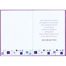 Designer Greetings Silouette in Front of Stained Glass Window 1st / First Communion Card for Boy