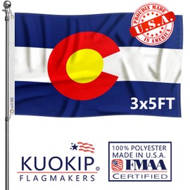 Double Sided Colorado State Flag 3x5 Made in USA Outdoor Heavy Duty 3 Ply Polyester Colorado CO Flags with White Starting Tape and 2 Brass Grommets