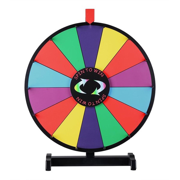 WinSpin 18-inch Round Tabletop Color Prize Wheel 14 Clicker Slots Editable Fortune Design Carnival Spin Game