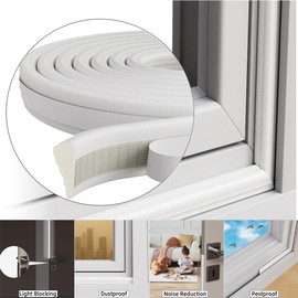 118” Wedge-Shape Foam Window Weather Stripping Door Seal Strip,Soundproofing Frame Winter Insulation Tape for Exterior Front Door,Noise Cancelling Window Inserts,Door Gap Filler Light Blocker,White