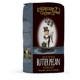 KALAMAZOO COFFEE COMPANY Butter Pecan Whole Bean Coffee - Soul of the South Flavored Coffee | 12oz Bag (1 Pack)