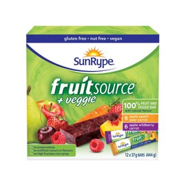 SunRype FruitSource Veggie 100% Fruit and Vegetable Bar Snack Variety Pack, 444g/16oz., {Imported from Canada}
