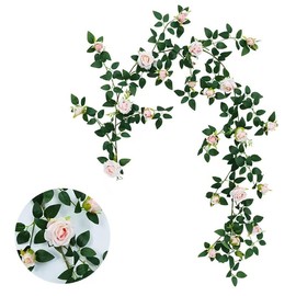CYININGSR Flower Garland,Realistic Artificial Rose Vine Flowers with Green Leaves Hanging for Indoor Outdoor Wall Home Room Garden Wedding Summer Porch Terrace Balcony Decor