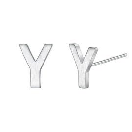 925 Sterling Silver Initial Letter Y Earrings for Women Girls Teens Boy Men, Alphabet A-Z Tiny Stud Earrings Minimalist Jewelry
