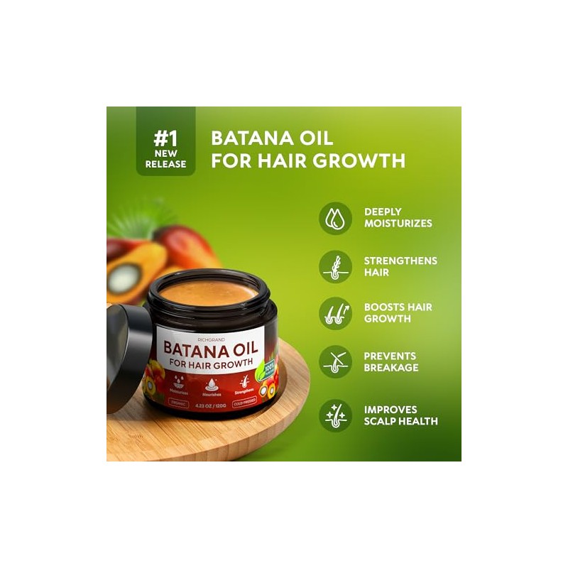 Aceite Batana Crecimiento Cabello 100 Crudo Orgánico Prensado Frío Puro