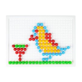 Lena 35623 Mosaic Plug-In Game Set, Mosaic with 100 Coloured Plugs, Mosaic Plug Diameter 10 mm, Mosaic Game for Children, Complete Set with Pegboard Approx. 21 x 16 cm and Organiser, Colourful, Medium