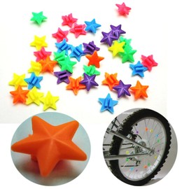 Land-Haus-Shop Spoke Clip Stars Set of 36 Assorted Colours 36 x Spoke Clips Clicker