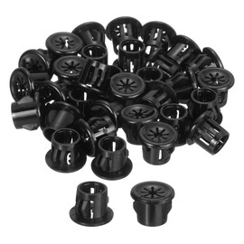 sourcing map 38Pcs Desk Grommet Black, Snap Bushing Grommet With Shutter for Holes with 0.4"(10mm) Mounting, Round Nylon Snap in Cable Desk Grommets for Cables and Cords Management