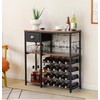 KATHY&BOB Freestanding Floor Wood Wine Bar Rack Cabinet, Morden 5-Tier