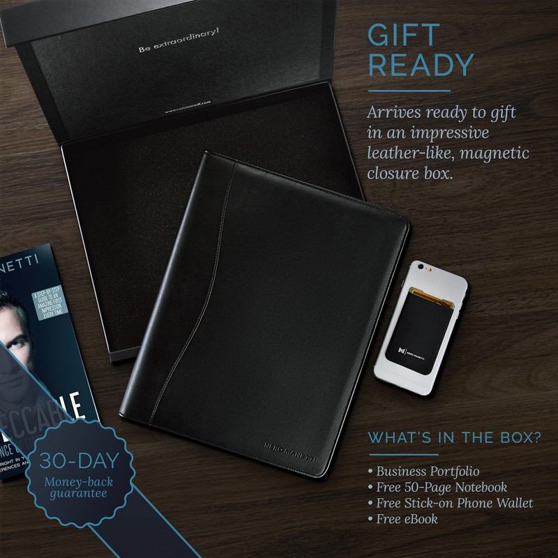 NERO MANETTI- Leather Portfolio Folder - Business PU Leather Portfolio