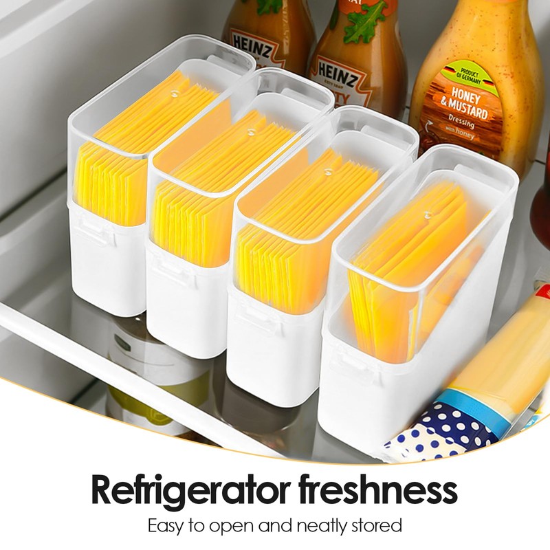 Linkidea 2 Pcs Sliced Cheese Container, Plastic Cheese Holder with