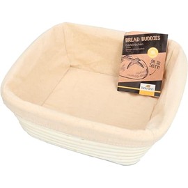 Birkmann Proofing Basket with Cotton Cover 1 Piece Heat Resistant up to 60 Degrees Bread Baking Basket Fermentation Rustproof Proofing Basket Square