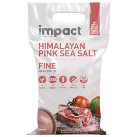 Impact - Fine Himalayan Pink Sea Salt - No Additives Rich in Trace Minerals Non-GMO Gluten-Free Ideal for Low-Carb Fasting Cooking - 25lb Bag