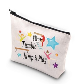 WCGXKO Gymnast Party Gift Flip Tumble Jump & Play Zipper Pouch Makeup Bag (Flip Tumble)