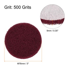 sourcing map 20pcs Scrubber Scouring Pads 500 Grits 3 Inch Drill Power Brush Hoop and Loop Surface Conditioning Disc Drill Scuffing Disc Scrub Pads for Home Kitchen Cleaning, Dark Red