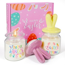 Kederwa Easter Basket Essentials Stuffers for Adult Teens, 16OZ Bunny Scented Candles Easter Gifts for Women with 40 Hours Burning Time Holiday Gifts for Teen Girls