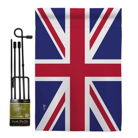 United Kingdom Garden Flag - Set with Stand Regional Nationality Nation International World Country Particular Area - House Decoration Banner Small Yard Gift Double-Sided Made In USA 13 X 18.5