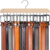 2 Pcs Natural Wooden Belt Hanger with 14 Rotatable Hooks