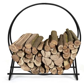 ORALNER 40” Firewood Rack Log Hoop, Round Tubular Steel Firewood Storage Stand Wood Racks for Outdoor Indoor, Wood Stove Fireplace Log Holder Lumber Stacker