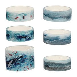 NUOBESTY 6 rollos de cinta washi decorativa con diseño de flores, cinta de papel japonesa para proyectos de bricolaje, manualidades, álbumes de recortes, calendario, decoración de lácteos,