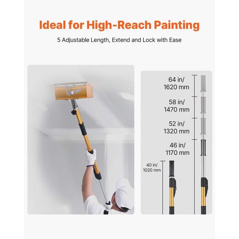 VEVOR Flat Box Handle, 40-64 in Adjustable Length, Drywall Flat