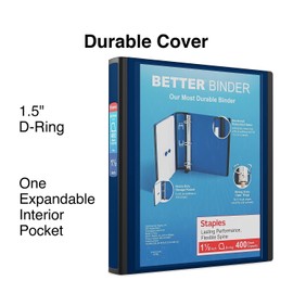 Staples 1 1/2-inch 3-Ring Better Binder, Navy Blue, 3/Pack (ST55855-CCVS)