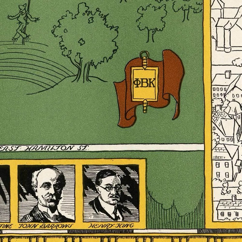 Oberlin College, Ohio Campus Guide Map circa 1929 - 24"