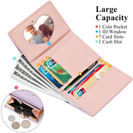 Favydov Women Small Wallet RFID Blocking Vegan Leather Card Holder Coin Purse Cute Pocket Wallet for Women Ladies Girls Purple