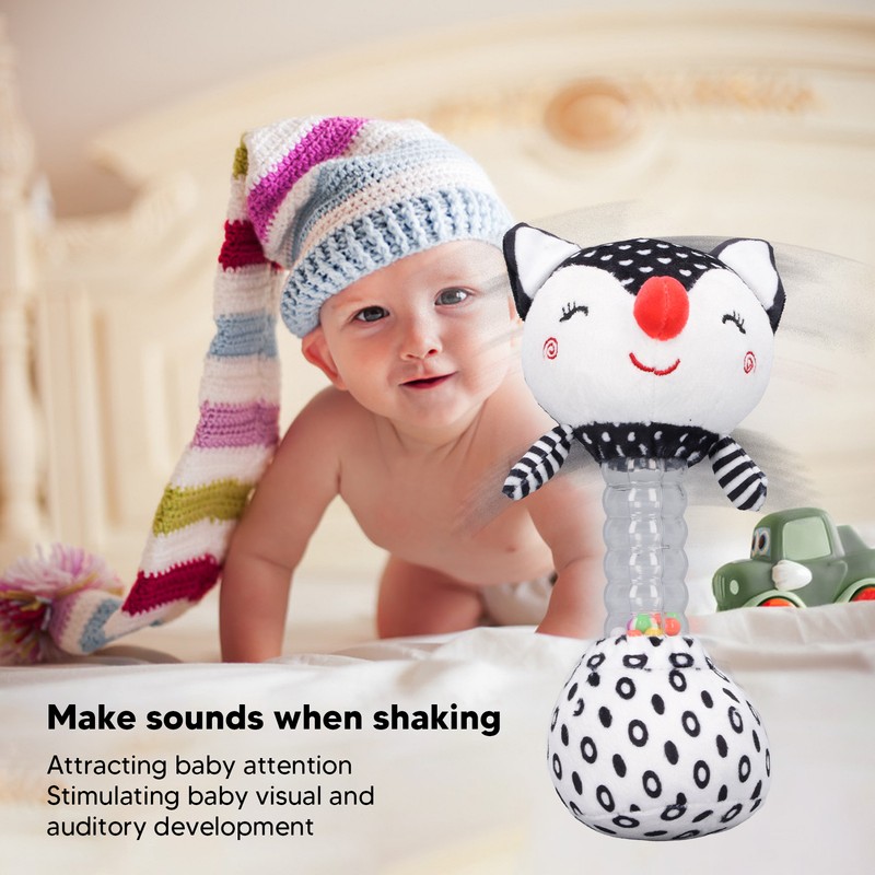 2pcs Baby Hand Rattle Toys Cartoon Stuffed Animal Shaped PP