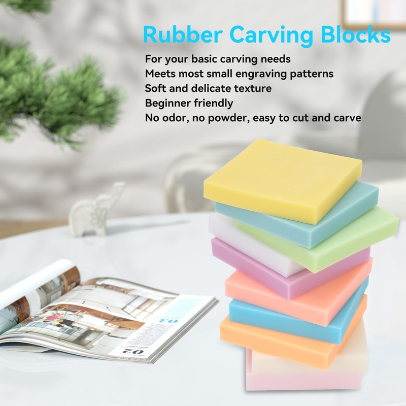 Pack of 10 Rubber Carving Blocks, Stamp Carving Blocks, DIY