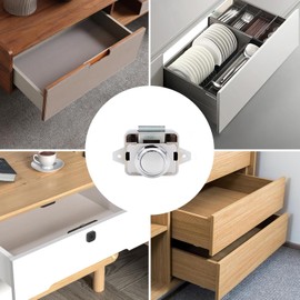 TOOSOAR Pack of 10 Push Button Catch Door Lock, Door Lock 14-16 mm Furniture Lock, Keyless Motorhome Lock for Motorhomes, Yachts, Boats, RV Camping Cabinet, Caravan (High-Gloss Chrome)