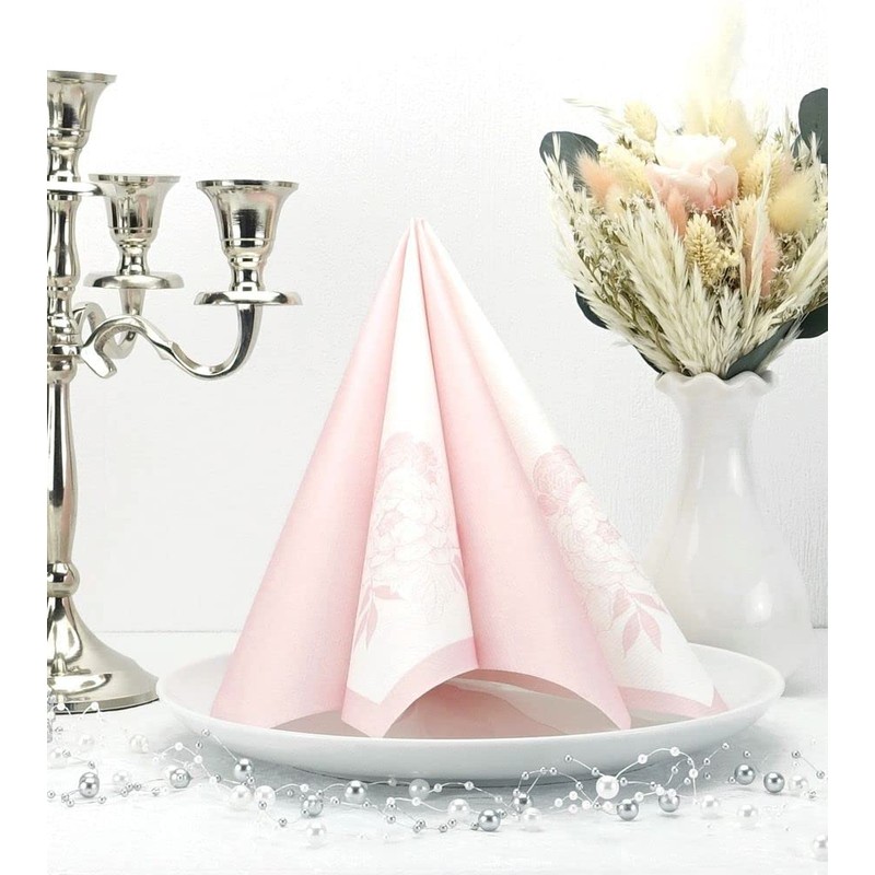 50 Napkins Flower 40 x 40 cm Fabric-Like Airlaid –