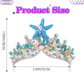 Zoestar Light Up Mermaid Crown Sparkly Starfish Headband Glowing Pearl Tiaras for Women