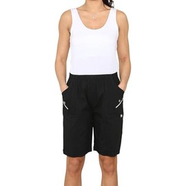 ANZEE Ladies Cherry Berry Shorts - Women's Plain Stretch Fit Pull On Elasticated Waist Summer Short Pants Size UK 10-24 (UK, Numeric, 14, Black)