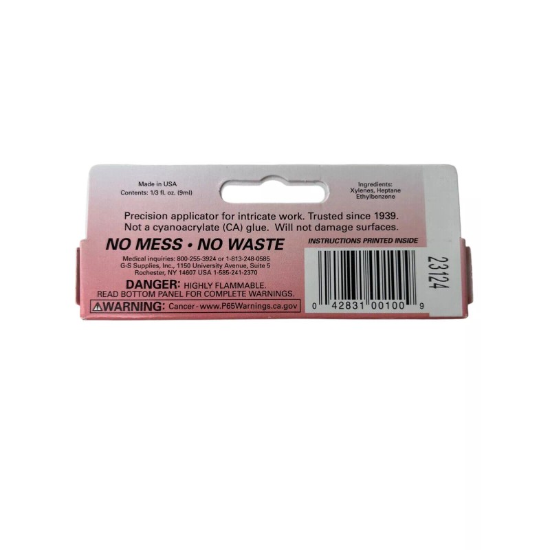 GS Supplies G-S Hypo Cement Adhesive for Plastic, Fibers, Stones,