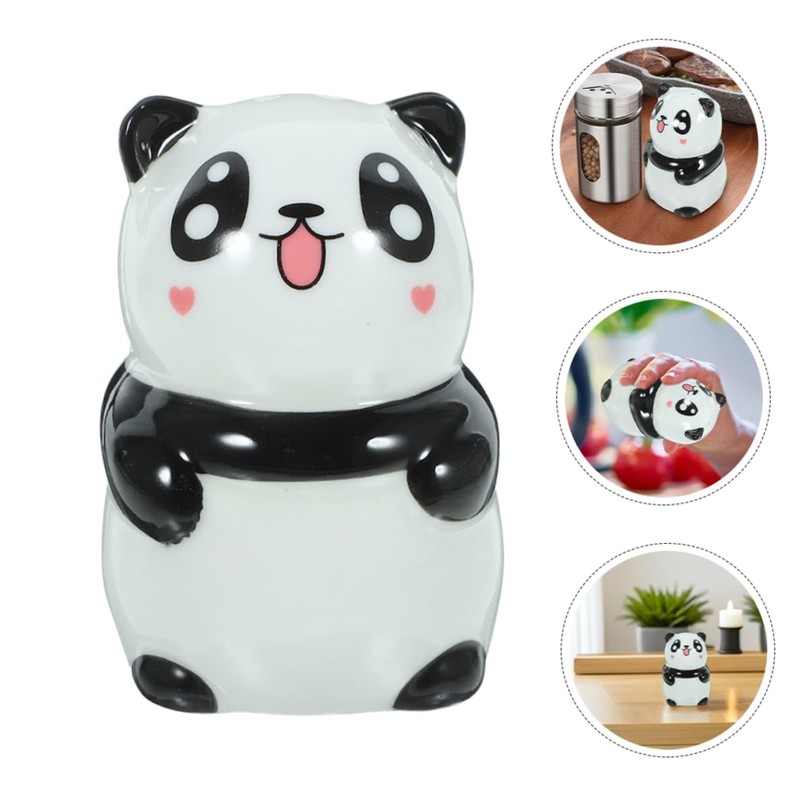 Mikinona 2pcs Ceramic Panda Seasoning Jar Salt Pepper Portable Kitchen