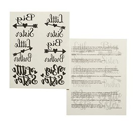 1 x Sibling Tattoo Card - Big/Little Sister/Brother in Black - Temporary Skin Tattoo (1)