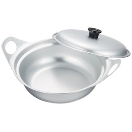 Maekawa Metal Industrial Pot Silver Approx. 9.4 x 7.3 x 3.1 inches (24 x 18.5 x 8 cm), Capacity: 0.2 gal (0.7 L)