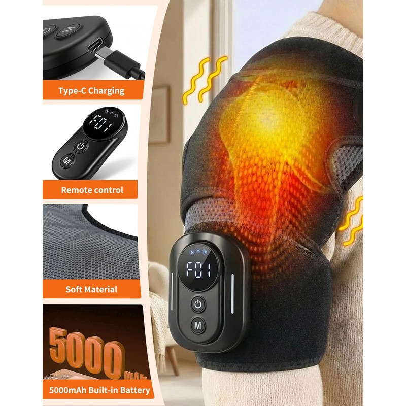Shoulder Heating Pad with Massager & Magnetic Remote, Cordless Heating