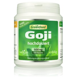 Goji berry, 500 mg, high dose, 120 capsules - the vital substance bomb. Natural iron, vitamin C, carotene and other vital substances. No artificial additives. No genetic engineering. Vegan.