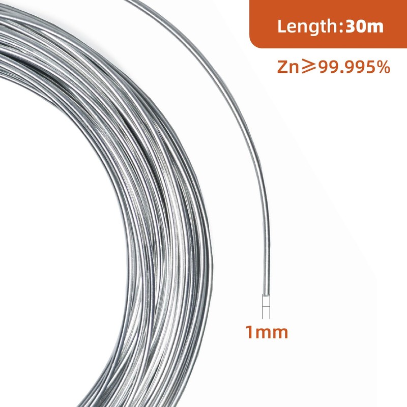 RRRST Pure Zinc Wire 1 mm, High Purity 99.995%, Diameter